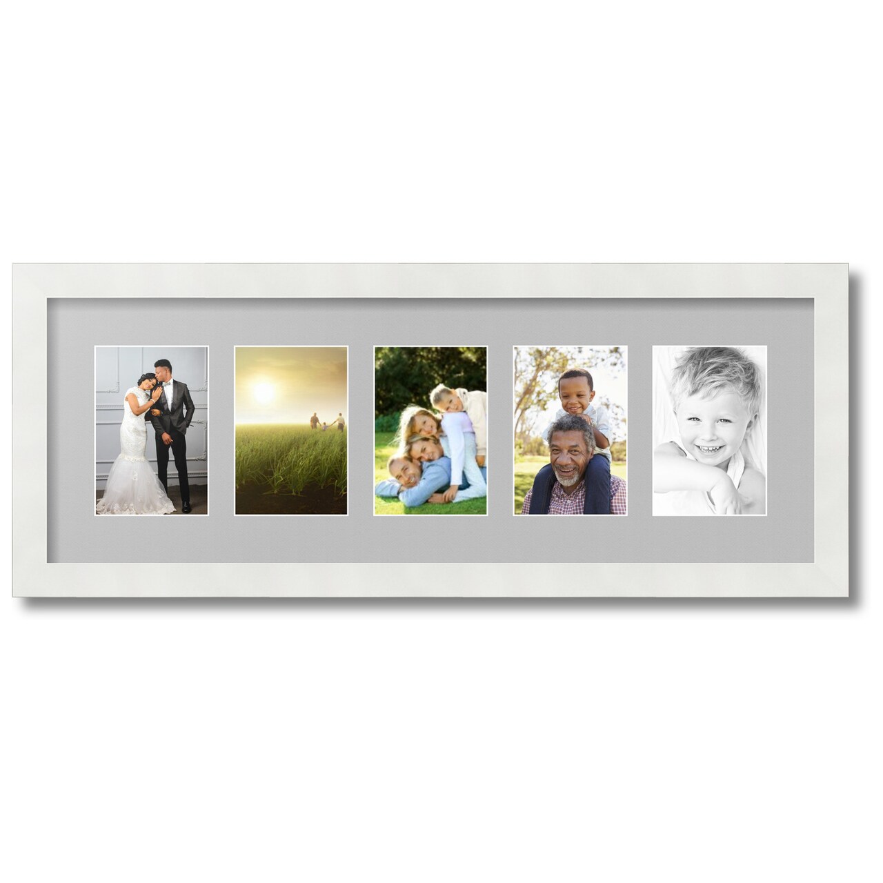 ArtToFrames Collage Photo Picture Frame with 5 - 4x6 inch Openings, Framed in White with Over 62 Mat Color Options and Plexi Glass (CSM-3966-153)
